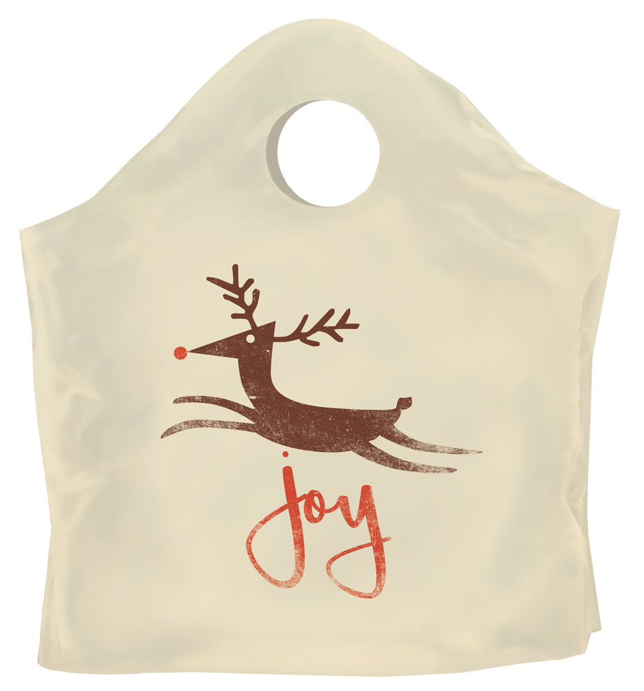 12 x 16 + 3 christmas shopper super wave bags joy reindeer design