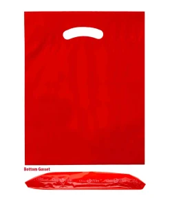 12" x 16" + 3" 2.5 Mil Red Eco Friendly Shopping Bags