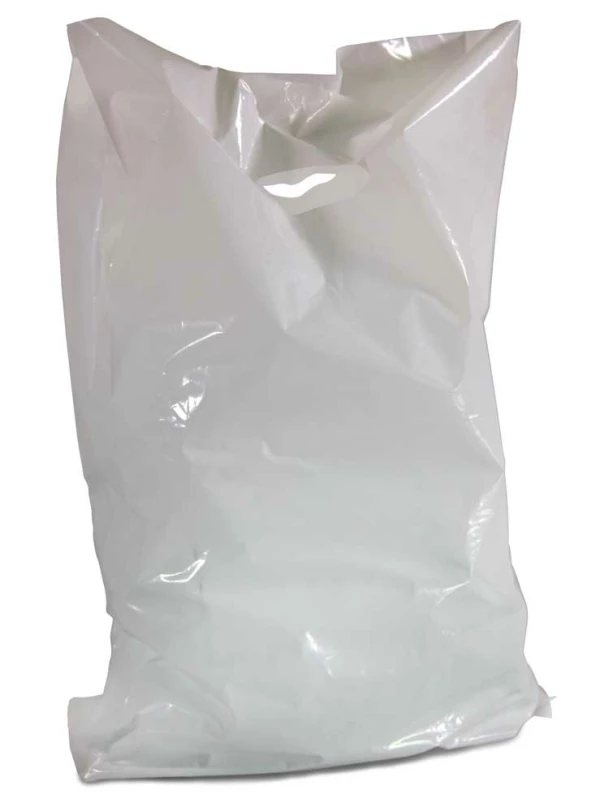 12 x 3 x 20 White Die-Cut Kidney Shaped Handle Plastic Retail Merchandise 1.25 Mil Bags