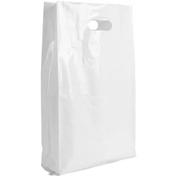 12" x 3" x 20" White Die Cut Handle Merchandise Bags 1.25 Mil