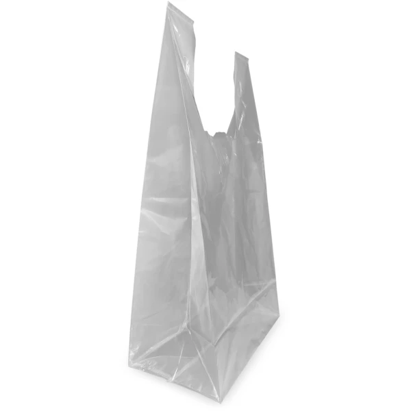 12 x 7 x 22 + 7 Clear Square Bottom T-Shirt Bags Side Gusset Close up of 12 x 7 x 22 + 7 Clear Square Bottom T-Shirt Bags Side Gusset