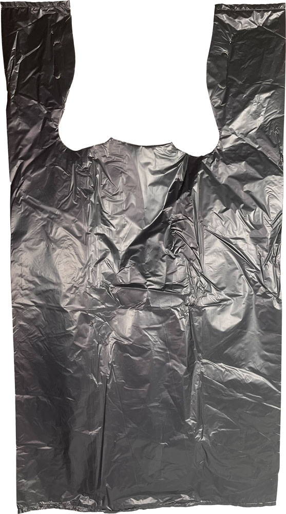 12 x 7 x 23 Black T-shirt Bag 0.6 Mil Large 12 x 7 x 23 Black HDPE Plastic T-Shirt Carry Out Bags