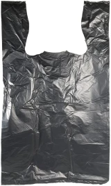 12 x 7 x 23 Black T-shirt Bag 0.6 Mil Large Front