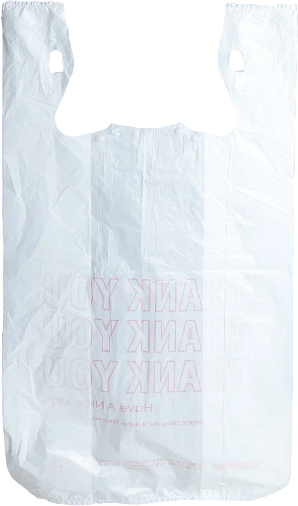 Back of HDPE Plastic Thank You Take Out Bags
