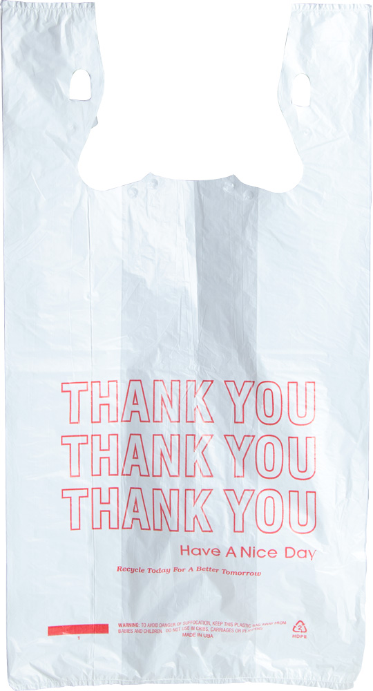 Front of HDPE Plastic Thank You Take Out Bags