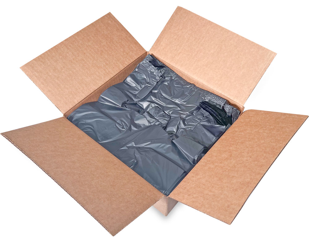 Case of 12 x 7 x 23 Black HDPE Plastic T-Shirt Carry Out Bags