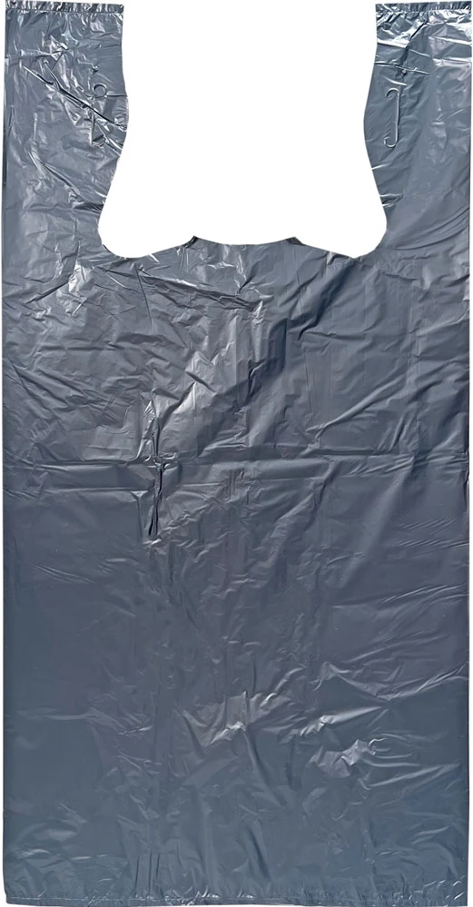 12 x 7 x 23 Black HDPE Plastic T-Shirt Carry Out Bags
