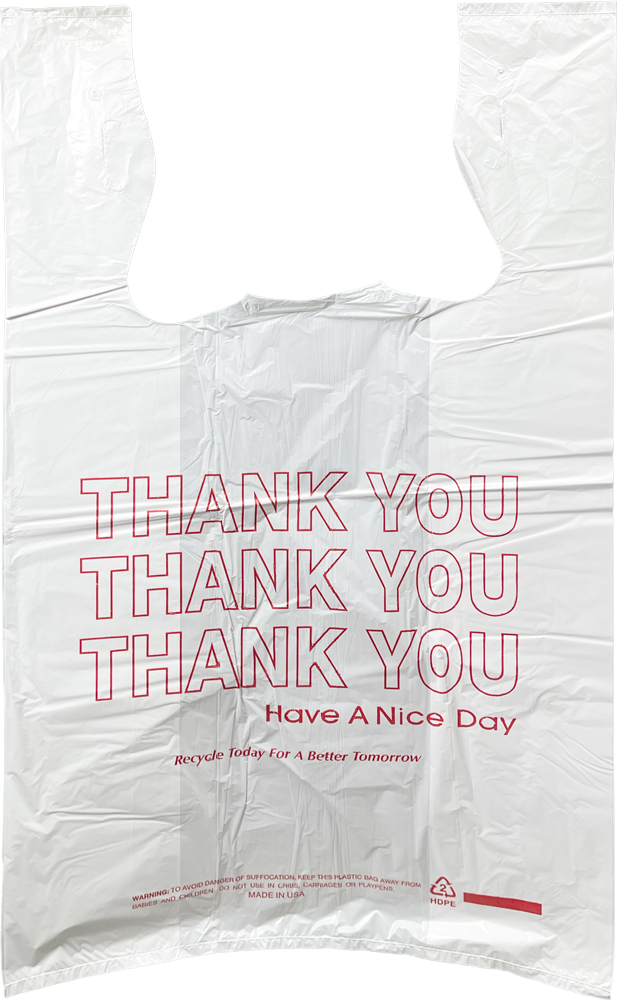 12 x 6.5 x 22 HDPE Plastic Thank You Take Out Bags