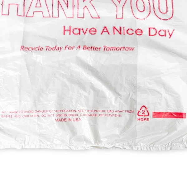 Suffocation Warning and Eye Mark of HDPE Plastic Thank You Take Out Bags