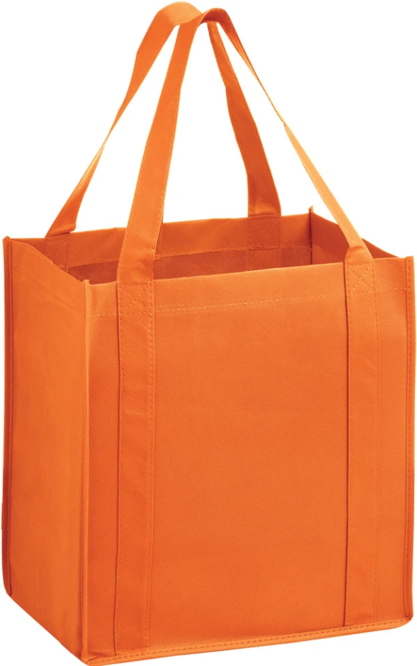 12 x 8 x 13 + 8 Orange Heavy Duty Non-Woven Grocery Tote Bag Orange 12 x 8 x 13 + 8 Heavy Duty Non-Woven Grocery Tote Bag