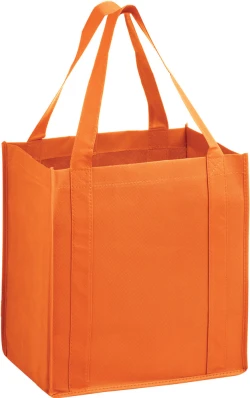 12" x 8" x 13" + 8" Orange Heavy Duty Non-Woven Grocery Tote Bag