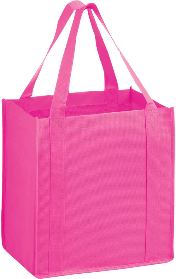 12 x 8 x 13 + 8 Pink Heavy Duty Non-Woven Grocery Tote Bag Pink 12 x 8 x 13 + 8 Heavy Duty Non-Woven Grocery Tote Bag