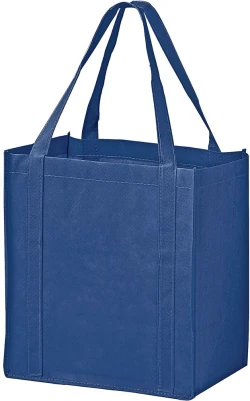 12 x 8 x 13 + 8 Navy Non Woven Grocery Tote Bag