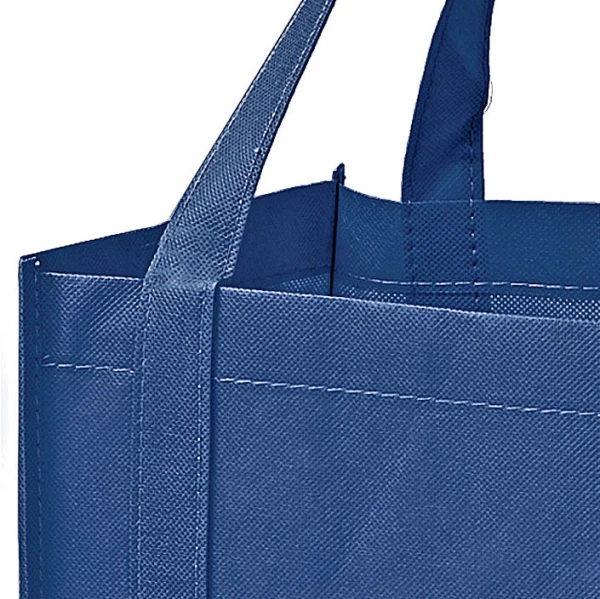 12 x 8 x 13 + 8 Navy Non Woven Grocery Tote Bag 12 x 8 x 13 + 8 Navy Non Woven Tote