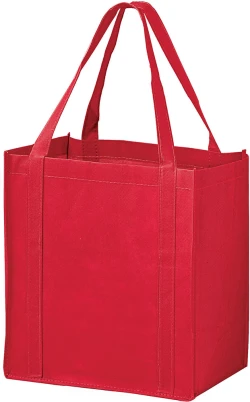 12 x 8 x 13 + 8 Red Non Woven Grocery Tote Bag