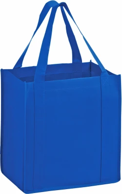 12" x 8" x 13" + 8" Royal Blue Heavy Duty Non-Woven Grocery Tote Bag