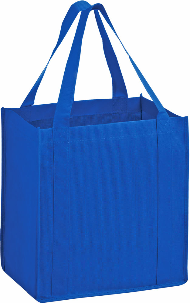 12 x 8 x 13 + 8 Royal Blue Heavy Duty Non-Woven Grocery Tote Bag