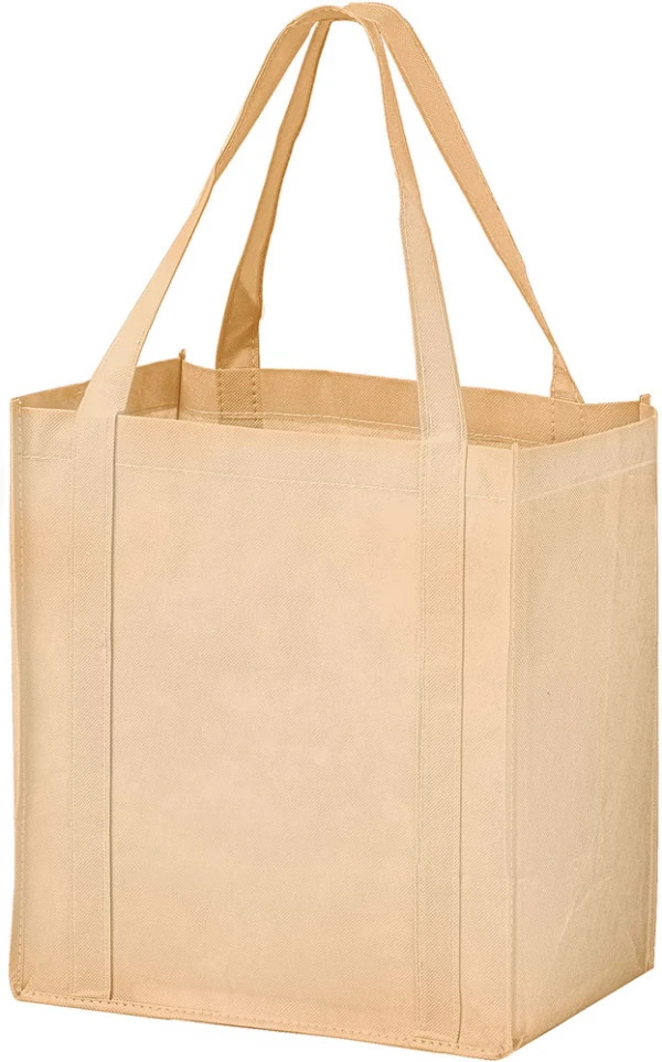 12 x 8 x 13 + 8 Tan Non Woven Grocery Tote Bag 12 x 8 x 13 + 8 Tan Non Woven Tote