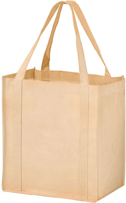 12 x 8 x 13 + 8 Tan Non Woven Grocery Tote Bag
