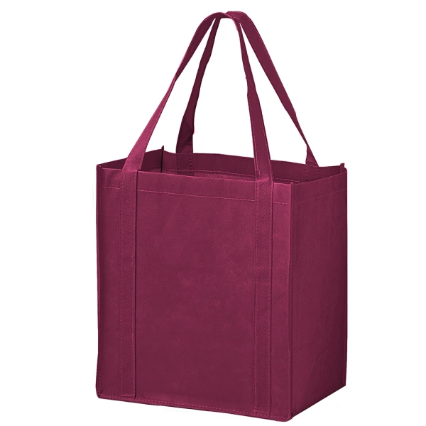 12 x 8 x 13 + 8 Burgundy Non Woven Grocery Tote Bag Burgundy 12 x 8 x 13 + 8 Non Woven Grocery Tote Bag
