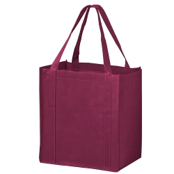 12 x 8 x 13 + 8 Burgundy Non Woven Grocery Tote Bag