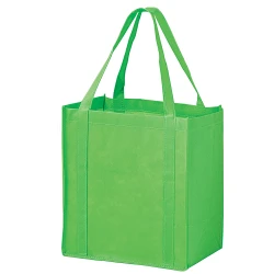 12 x 8 x 13 + 8 Lime Non Woven Grocery Tote Bag
