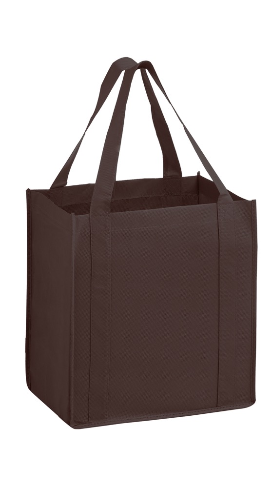 12 x 8 x 13 + 8 Chocolate Brown Heavy Duty Non-Woven Grocery Tote Bag Chocolate Brown 12 x 8 x 13 + 8 Heavy Duty Non-Woven Grocery Tote Bag