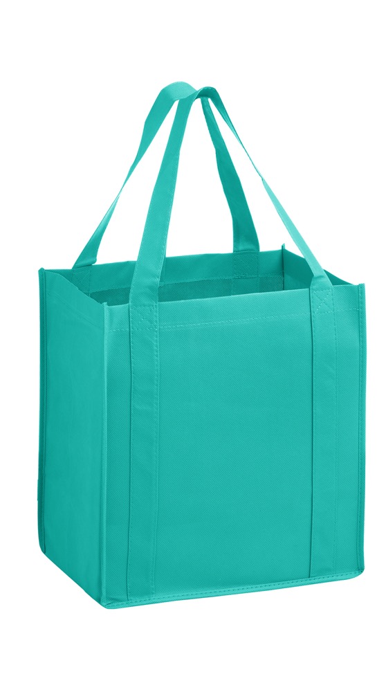 12 x 8 x 13 + 8 Teal Heavy Duty Non-Woven Grocery Tote Bag Teal 12 x 8 x 13 + 8 Heavy Duty Non-Woven Grocery Tote Bag