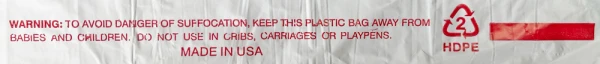 12 x 6.5 x 22 Thank You Shopping Bags 0.5 Mil Suffocation Warning 12 x 6.5 x 22 HDPE Plastic Thank You Take Out Bags Suffocation Warning