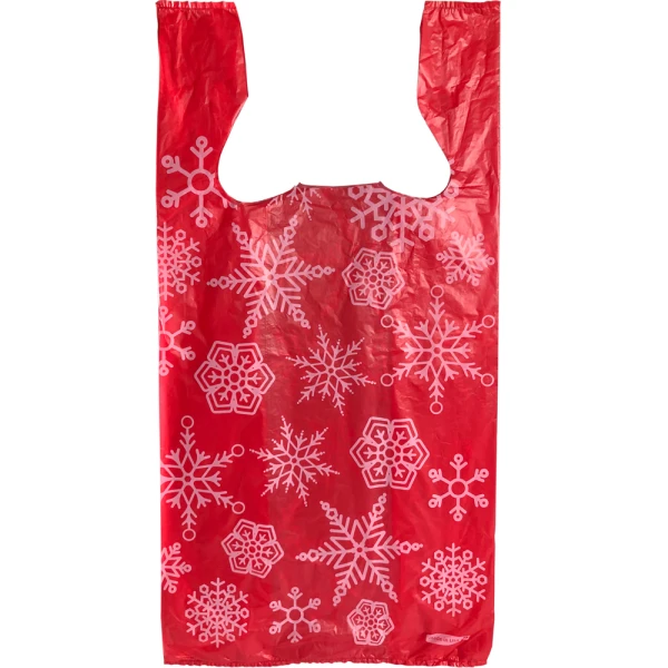 12 x 7 x 22 Snowflake T-Shirt Holiday Shopping Bags Back Back 12 x 7 x 22 Snowflake T-Shirt Holiday Shopping Bags with No Dots