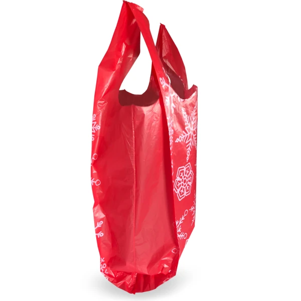 12 x 7 x 22 Snowflake T-Shirt Holiday Shopping Bags Side Gusset Side Gusset of 12 x 7 x 22 Snowflake T-Shirt Holiday Shopping Bags