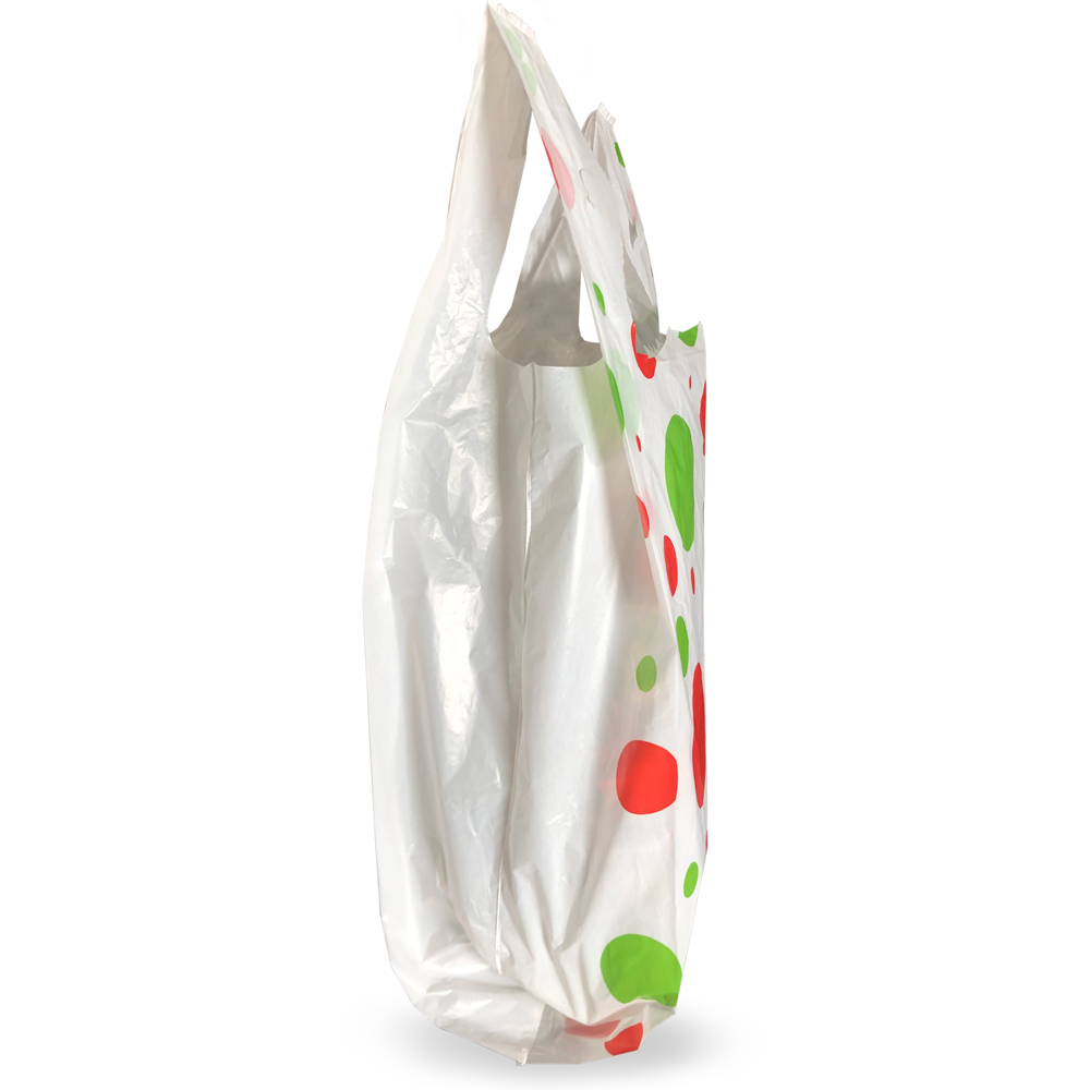 Side Gusset of 12 x 7 x 22 Dots T-Shirt Holiday Shopping Bags