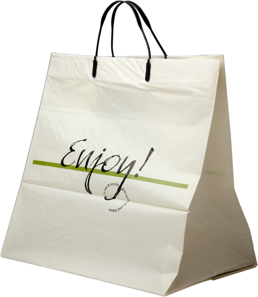 Back Side of 13 x 10 x 14 + 10 Ivory ENJOY Shopper Bag