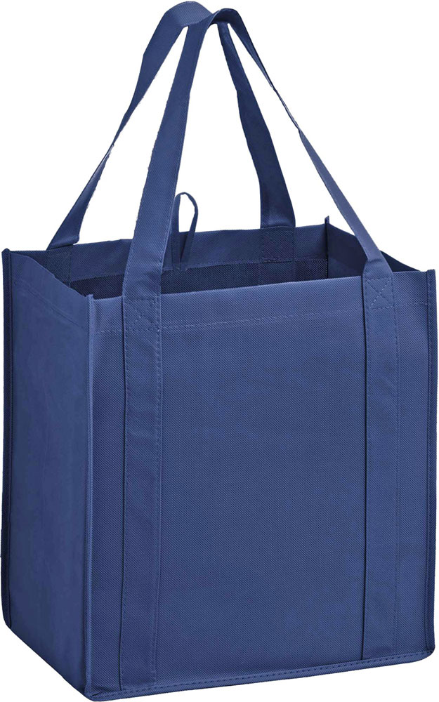 13 x 10 x 15 + 10 13 x 10 x 15 + 10 Navy Blue Heavy Duty Non-Woven Grocery Tote Bag