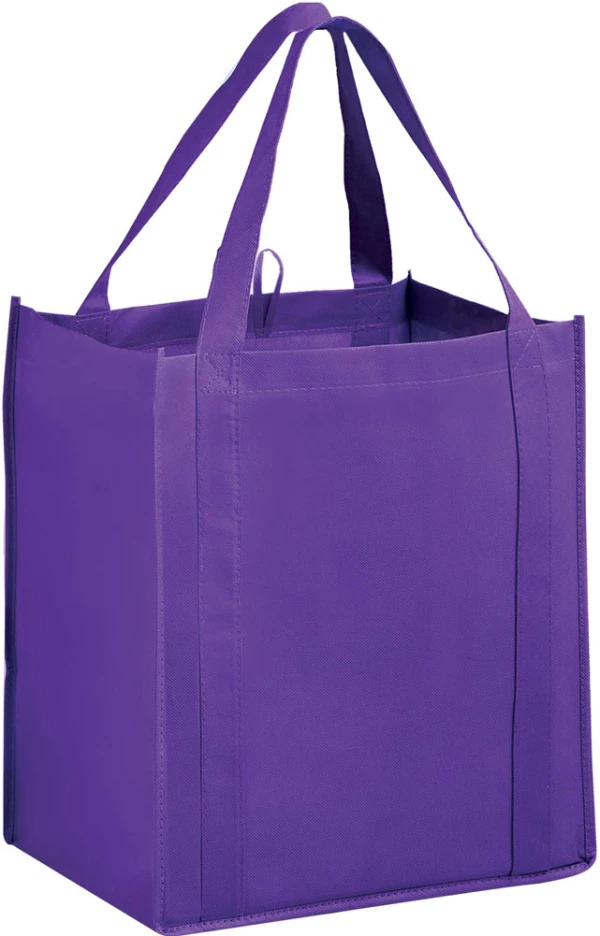 13 x 10 x 15 + 10 Purple Heavy Duty Non-Woven Grocery Tote Bag 13 x 10 x 15 + 10 Purple Heavy Duty Non-Woven Grocery Tote Bag