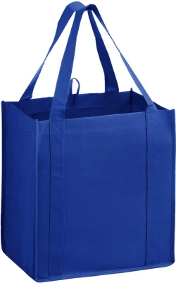 13" x 10" x 15" + 10" Royal Blue Heavy Duty Non-Woven Grocery Tote Bag