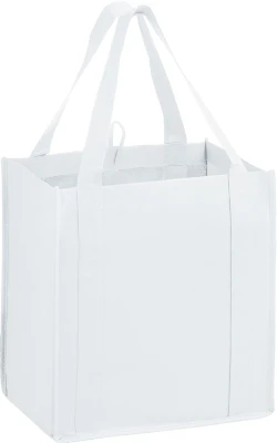 13" x 10" x 15" + 10" White Heavy Duty Non-Woven Grocery Tote Bag