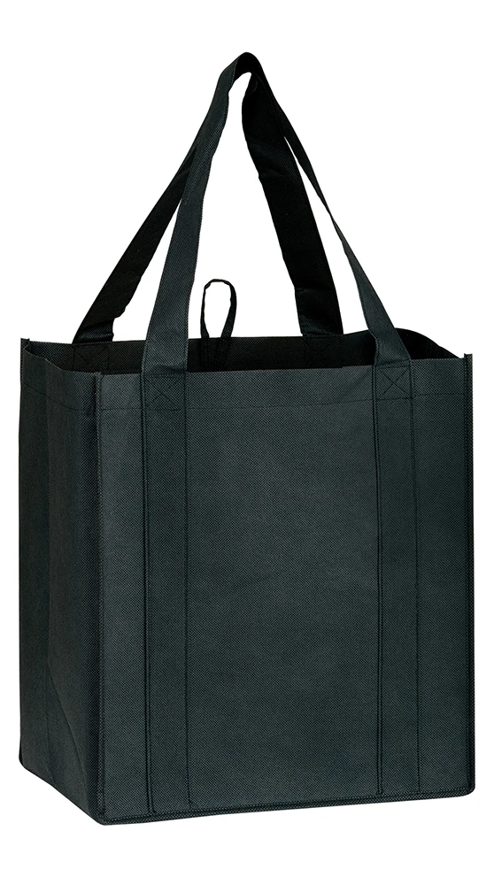 13 x 10 x 15 + 10 Black Heavy Duty Non Woven Tote Bag