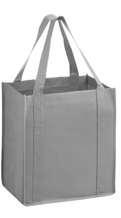 13" x 10" x 15" + 10" Gray Heavy Duty Non-Woven Grocery Tote Bag