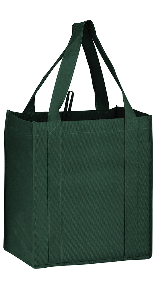 13 x 10 x 15 + 10 Hunter Green Heavy Duty Non Woven Tote Bag