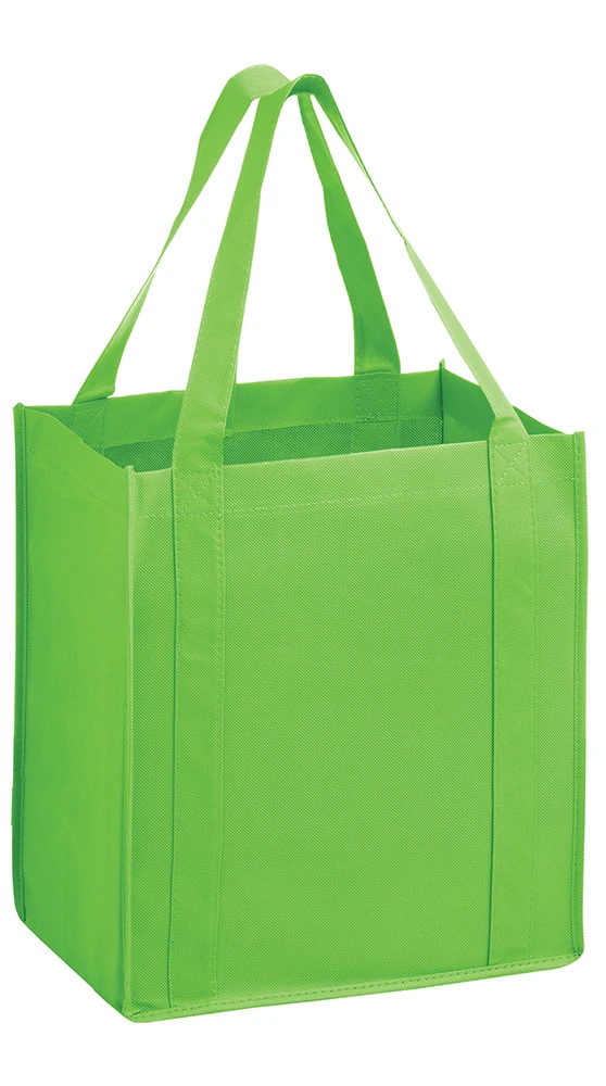 13 x 10 x 15 + 10 Lime Heavy Duty Non Woven Tote Bag