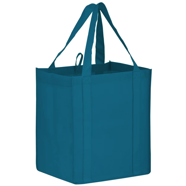 13 x 10 x 15 + 10 Maui Blue Heavy Duty Non-Woven Grocery Tote Bag Maui Blue 13 x 10 x 15 + 10 Heavy Duty Non-Woven Grocery Tote Bag