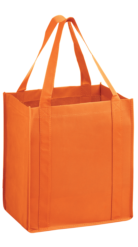 13 x 10 x 15 + 10 Orange Heavy Duty Non Woven Tote Bag