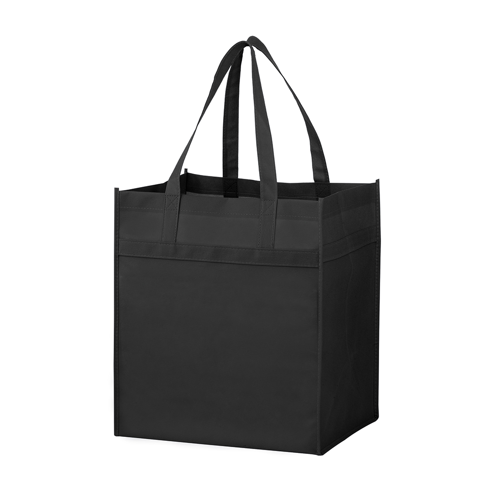 13 x 10 x 15 + 10 Black Non Woven Heavy Duty Grocery Tote