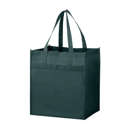 13" x 10" x 15" + 10" Hunter Green Non-Woven Grocery Tote Bag
