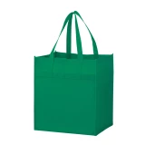 13 x 10 x 15 + 10 Kelly Green Non Woven Heavy Duty Grocery Tote