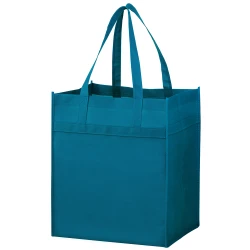 13" x 10" x 15" + 10" Maui Blue Non-Woven Grocery Tote Bag