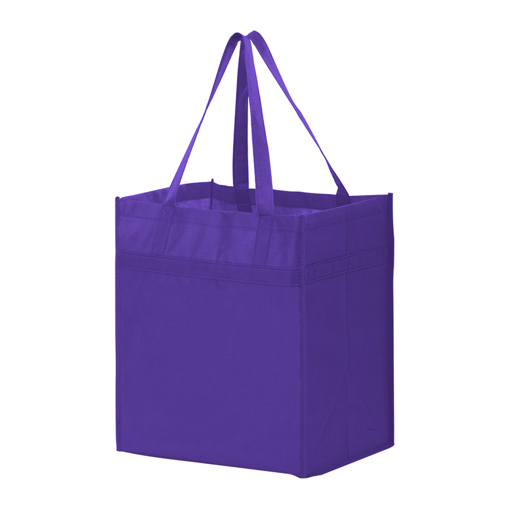 13 x 10 x 15 + 10 Purple Non Woven Heavy Duty Grocery Tote