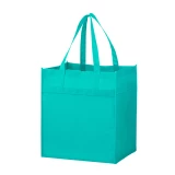 13 x 10 x 15 + 10 Teal Non Woven Heavy Duty Grocery Tote