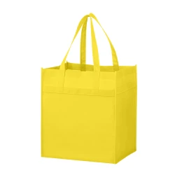 13" x 10" x 15" + 10" Yellow Non-Woven Grocery Tote Bag